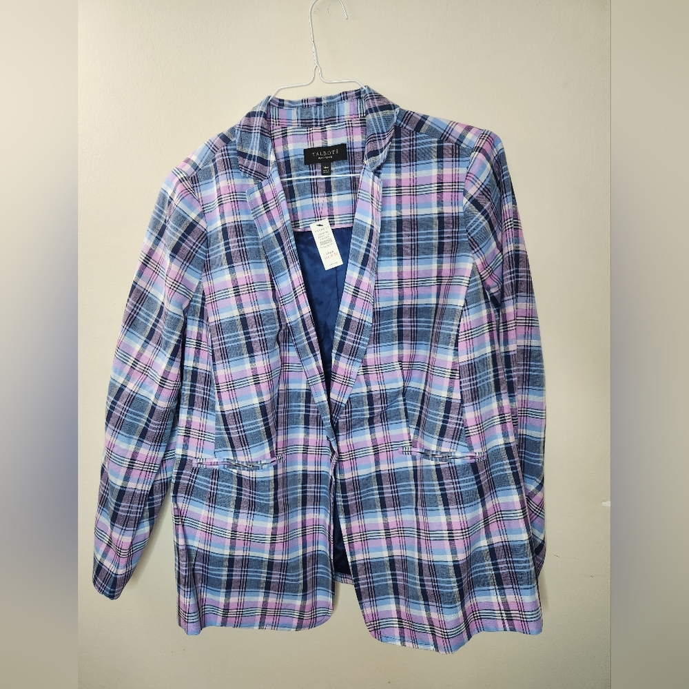 Classic Talbots Plaid Linen Jacket size 14Wp